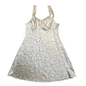 Vintage California Miss Floral Slip Dress Women Small Lace Up Bust Satin Cottage